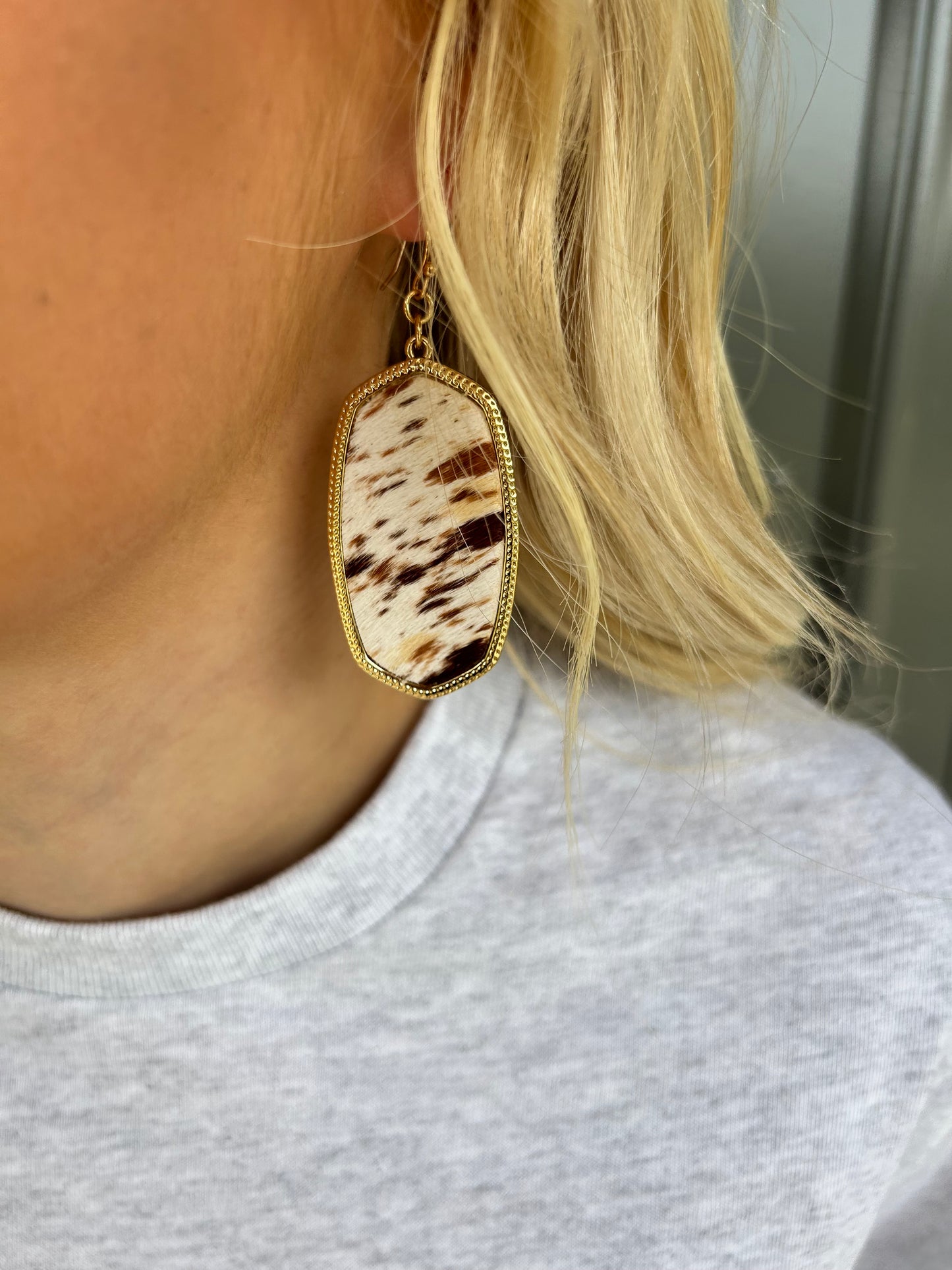 Cowhide Drop Earrings