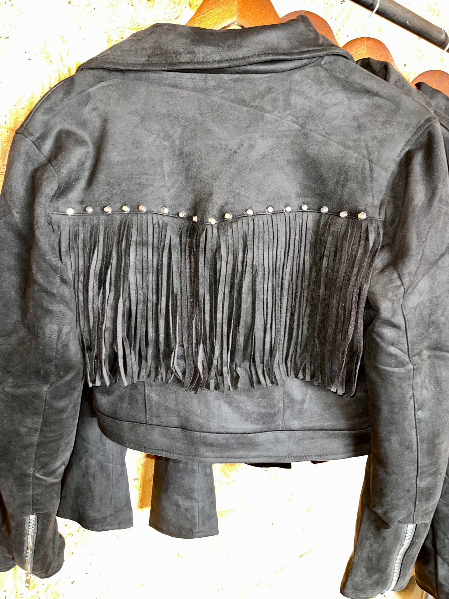 Suede Studded Fringe Jacket