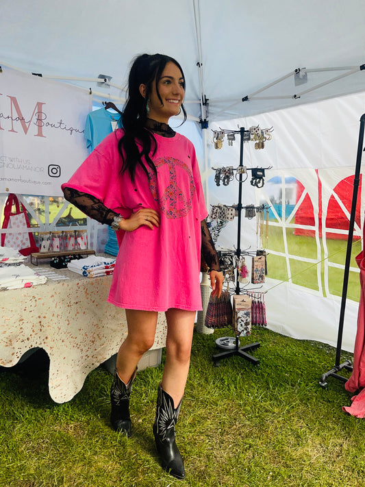 Peace Sign Washed Oversized Tshirt