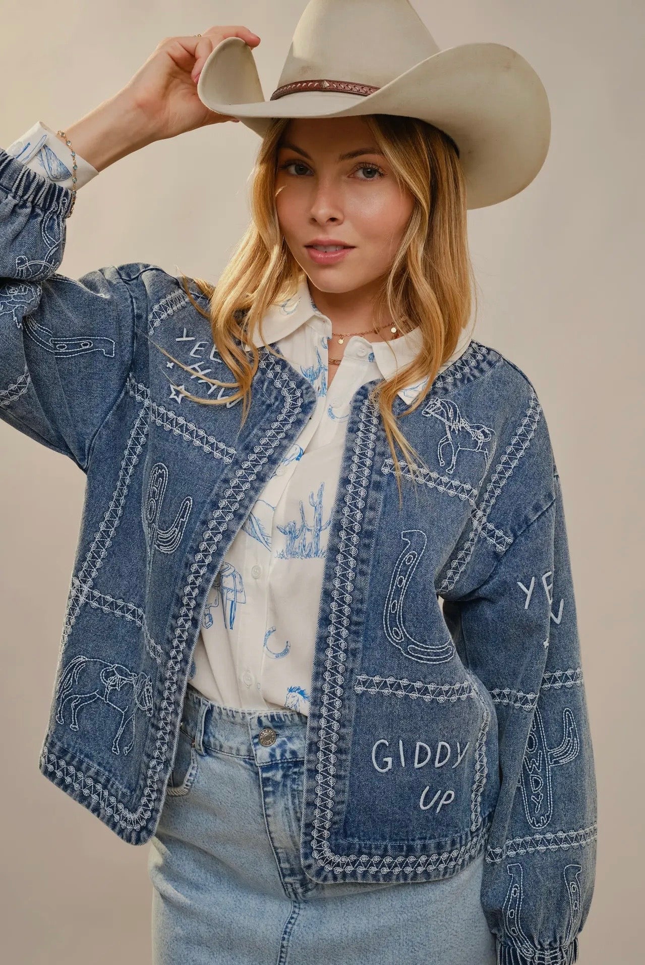Western Puff Denim Jacket