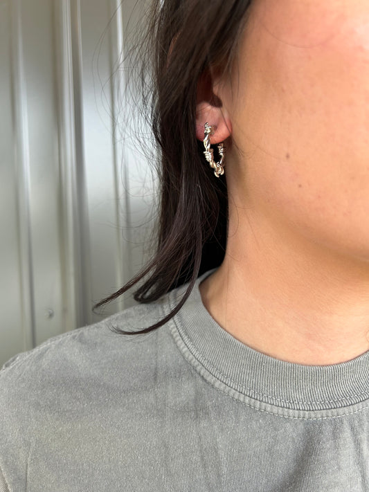 Faux Barbed Wire Small Hoops