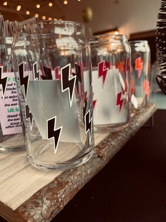 Lightening Bolt Glass Cup 16oz