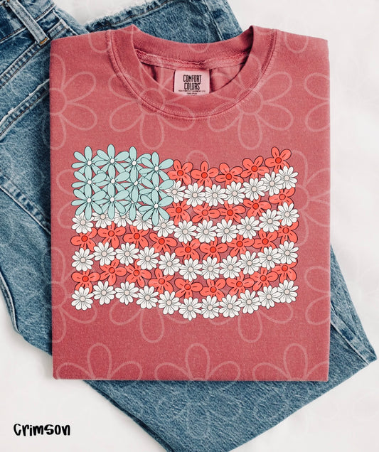 Floral USA Flag Tee